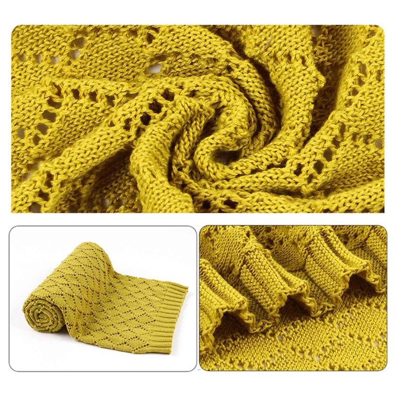 Chăn Dệt Kim Mềm Khoét Rỗng Quấn Em Bé Sơ Sinh