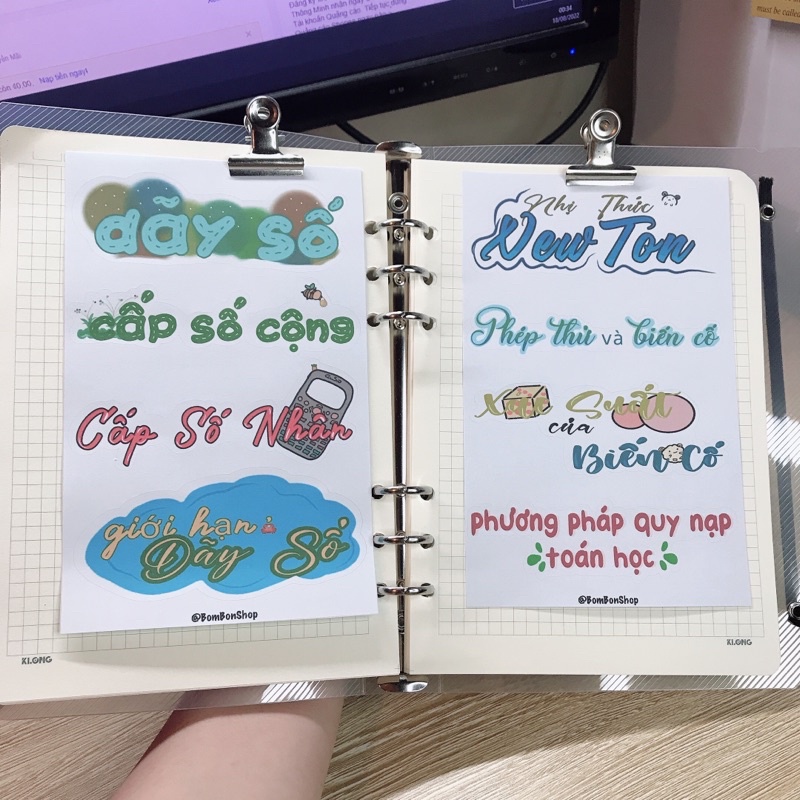 Stiker toán 11, nhãn dán môn học toán học lớp 11 có keo dán. BOMBON Shop