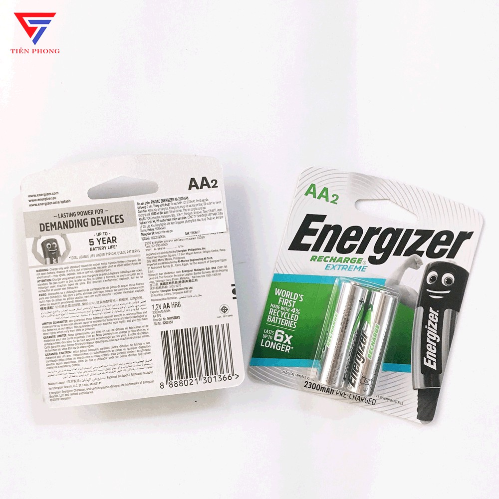 [CHÍNH HÃNG] Pin sạc AA (2A) 2300mah Energizer 1.2V - Vỉ 2 viên dung lượng pin cao - xuất xứ Nhật