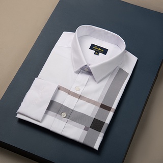 Áo Sơ Mi Nam Công Sở Trung Niên Thương Hiệu ANTON Dài Tay Trắng Kẻ Sọc Chất Liệu Cotton Thấm Hút - YAT205