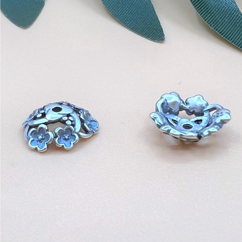 Charm ốp hạt bạc thái hình hoa văn nổi cỡ lớn - Charm Bạc 925 - Mã CA074