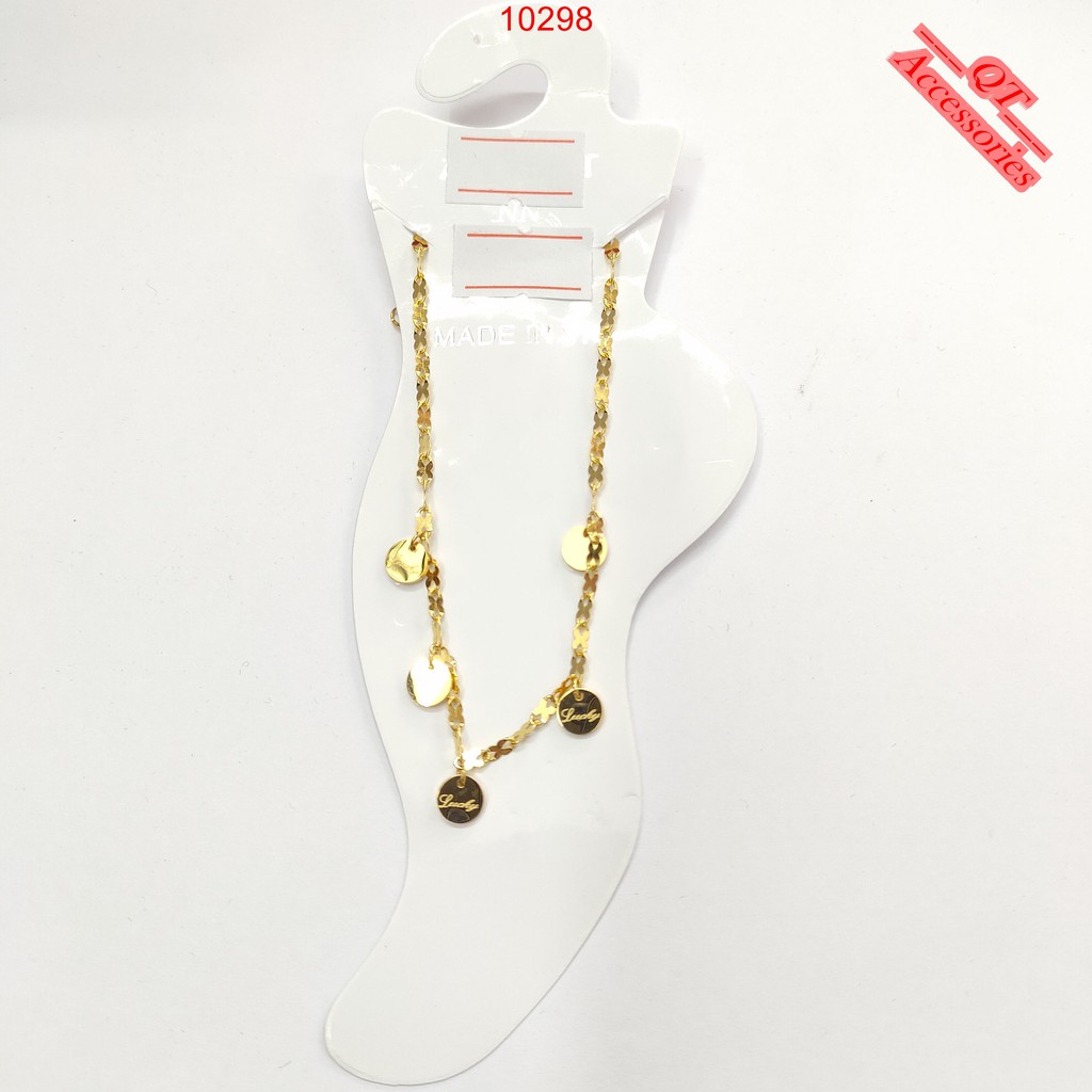 Lắc chân titan mạ vàng 99k mặt chữ Lucky siêu bền màu