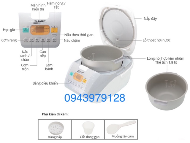 Nồi cơm cao cấp Sharp KS - COM18 1,8 lít | BigBuy360 - bigbuy360.vn