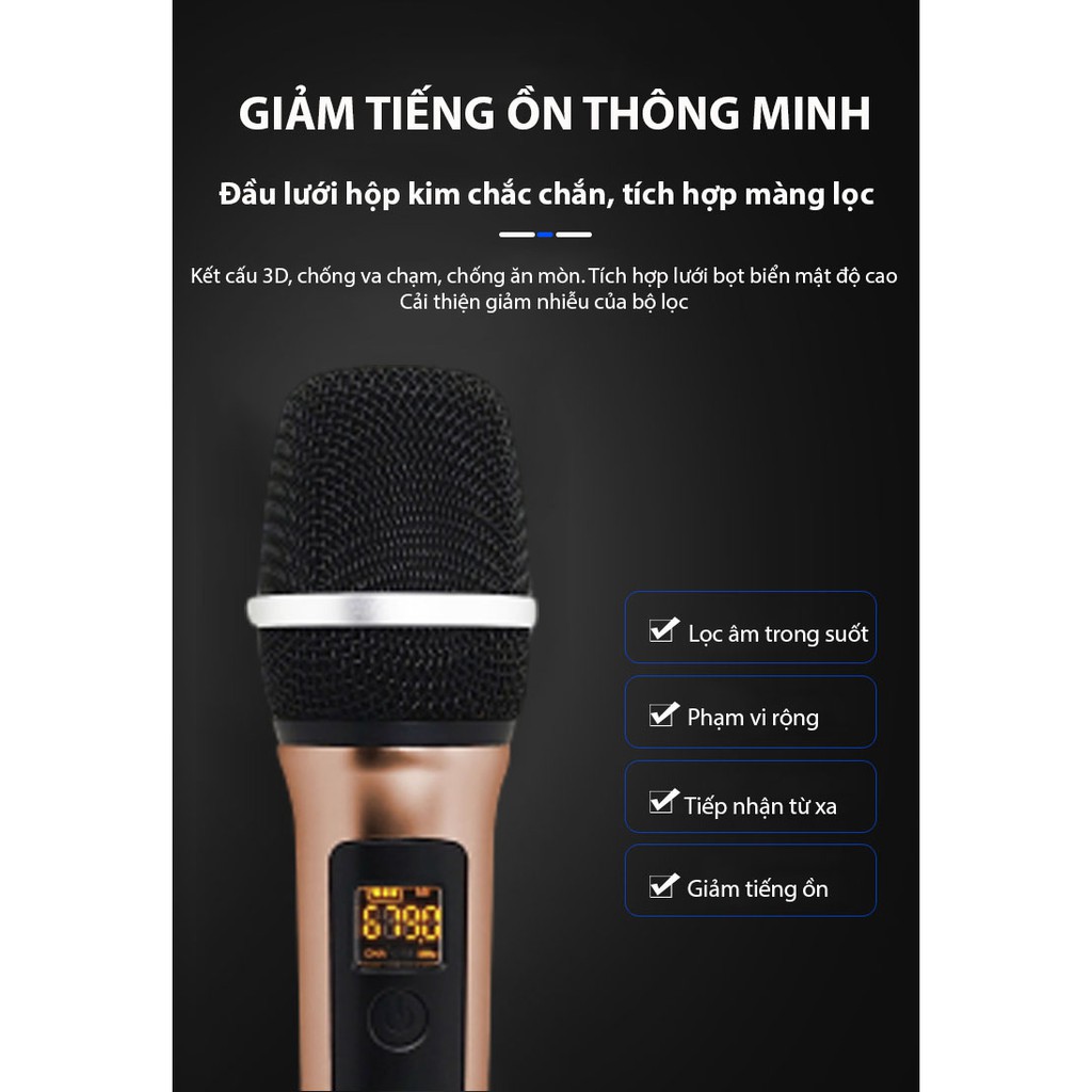 Micro karaoke không dây cao cấp JSJ W-16 tích hợp màn hình led chuyên nghiệp, công nghệ giảm tiếng ồn thông minh