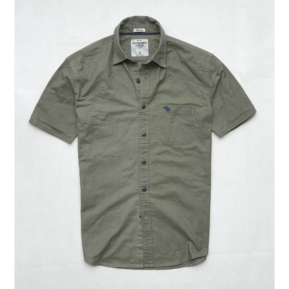 Sơ mi nam ngắn tay xanh rêu vải oxford AB - Abercrombie & Fitch Thể hiện đẳng cấp phái mạnh