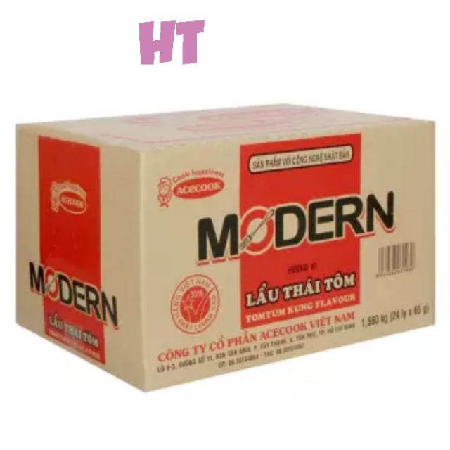 [hsd T10.2021] Thùng 24 Ly Mì Modern Lẩu Thái Tôm