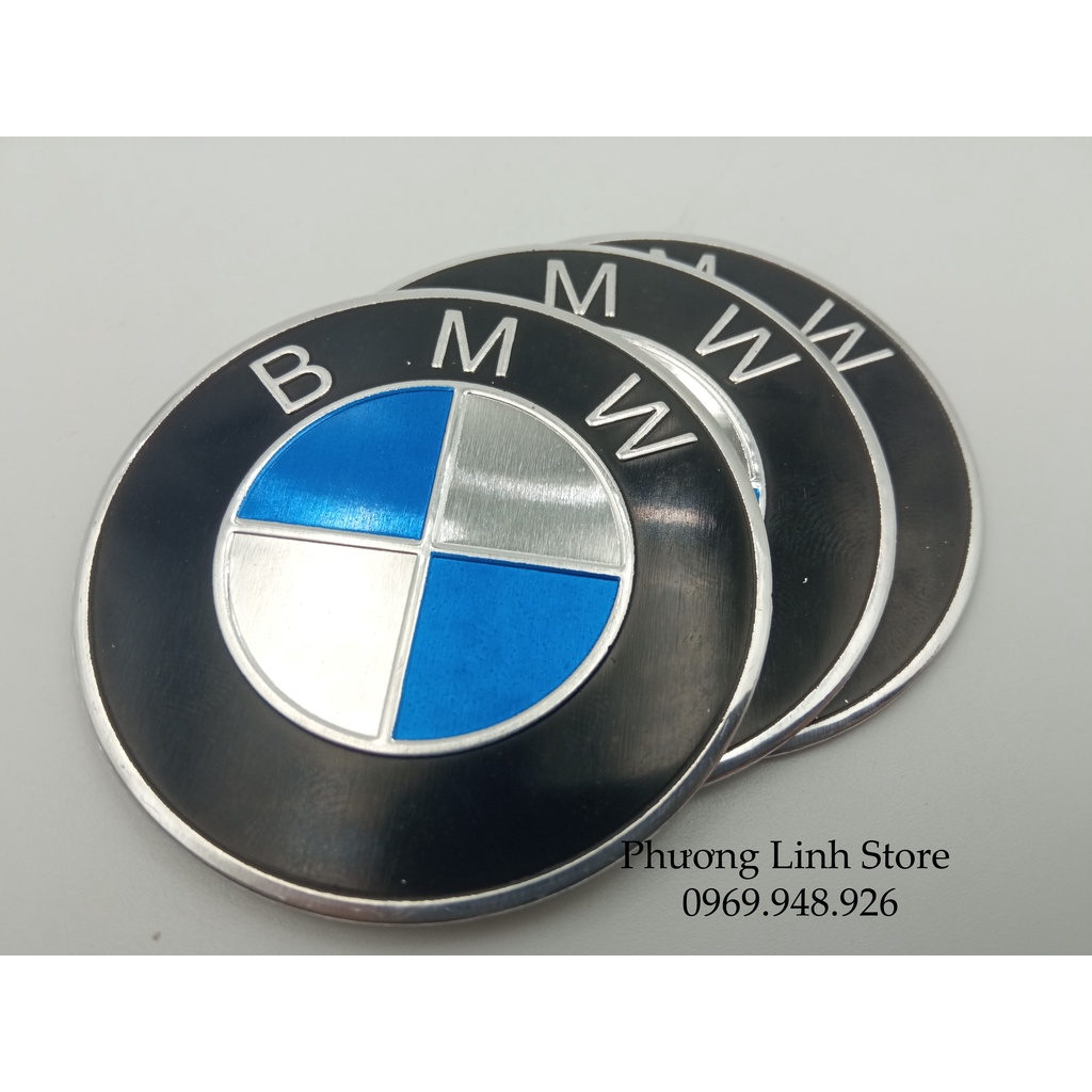 Decal nhôm dán xe , tem dán xe BMW tròn, logo nhôm dán viền đen nổi