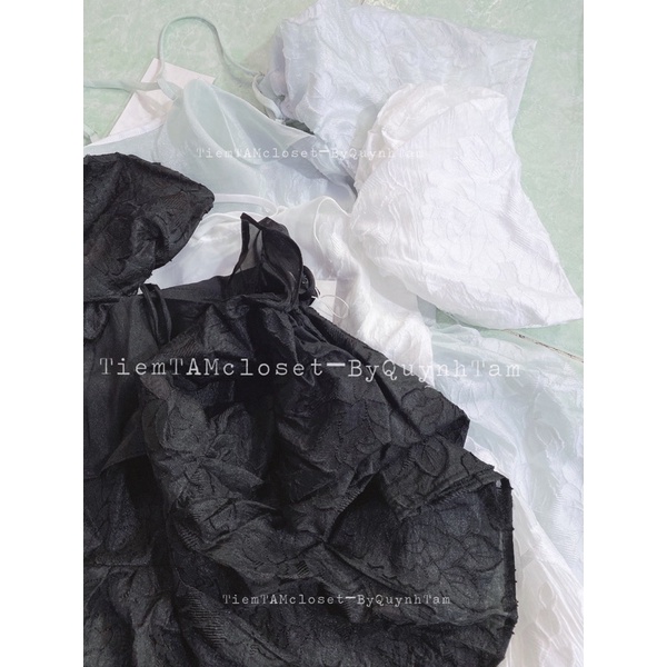 Áo yếm peplum thêu phối bèo - TK1080