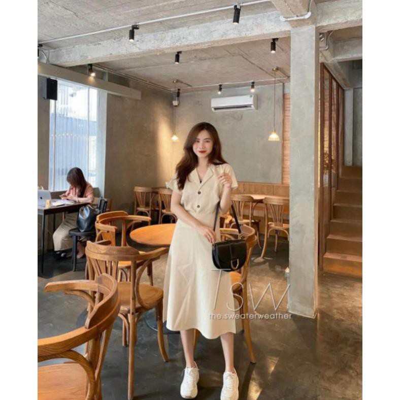 SET VEST MIX CHÂN VÁY 2 MÀU BE ĐẬM - BE NHẠT | BigBuy360 - bigbuy360.vn