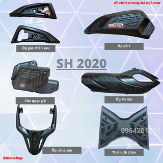 [Mua combo giảm 10%] Combo Ốp CacbonTrang Trí SH 2020 - Ốp Pô E- Ốp Cảng Sau - Gác Chân Sau- Thảm Để Chân