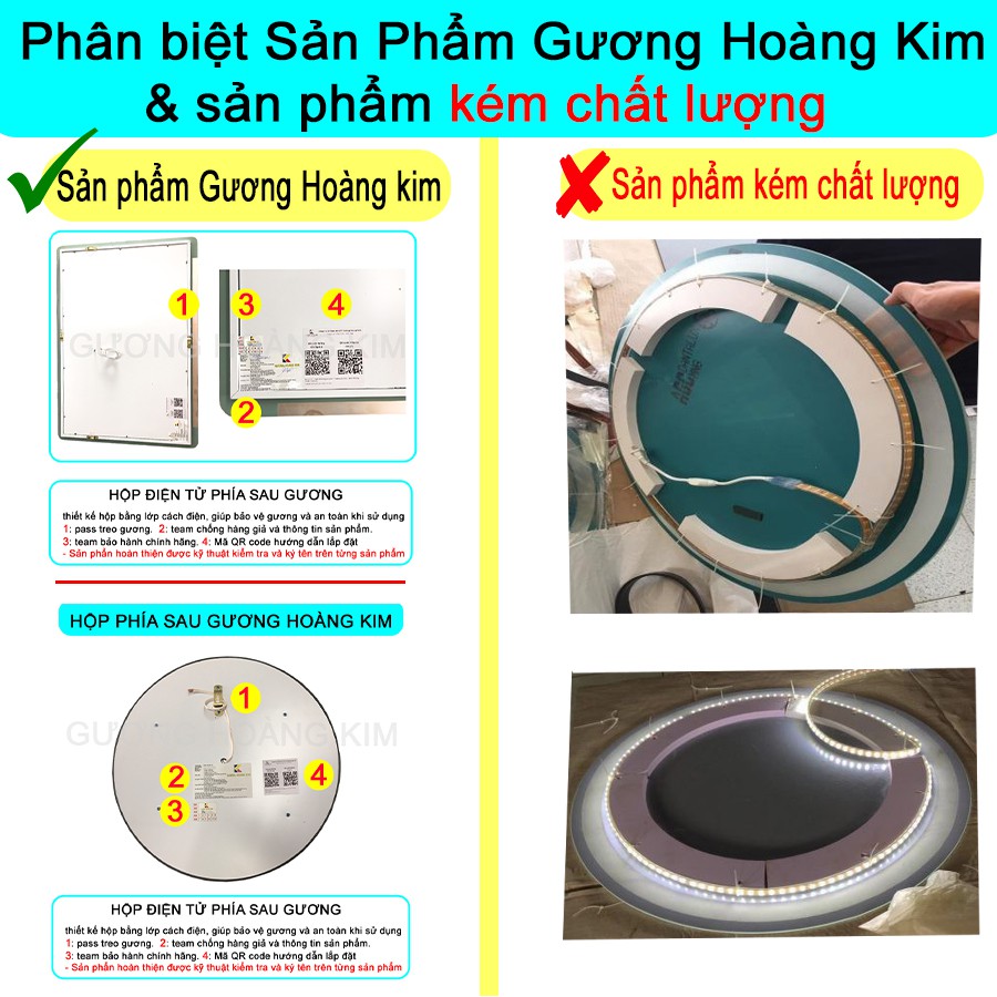 Gương toàn thân cảm ứng đèn led không viền treo tường giá rẻ kích thước 50X150, 60X160 cm - guonghoangkim mirror HK1010