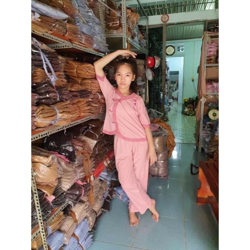 Đồ lam đi chùa cho bé gái 6-40kg màu hồng (TIM Phối)