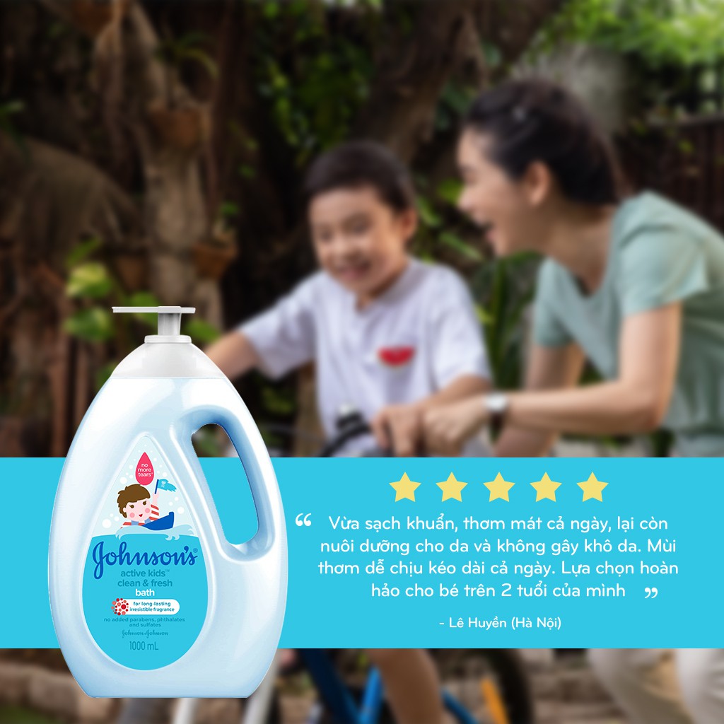 Bộ sản phẩm thơm mát năng động Sữa tắm Johnson's Active Kids 1000ml và Dầu gội Johnson's Active Kids 500ml - 540017254