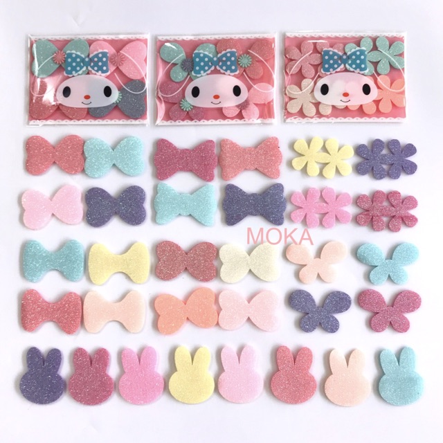 Set 4 miếng dán tóc nhũ màu pastel (Ảnh thật shop tự chụp 100%)