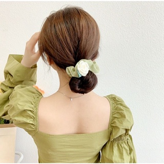 Cột tóc vải voan lụa đính hoa hồng thời trang