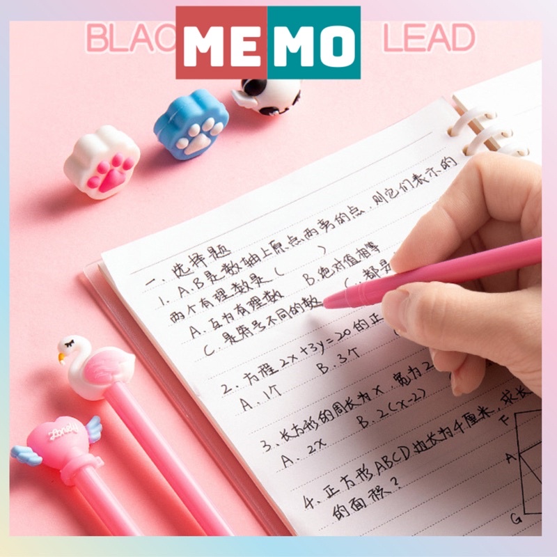 Bút gel MEMO, bút mực đen nhiều mẫu hình hoạt hình cute độc đáo