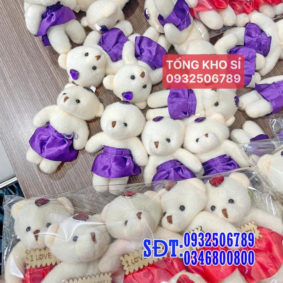 Combo 10 con gấu nữ mặc váy xinh xắn đủ màu 11 cm [ảnh thật]