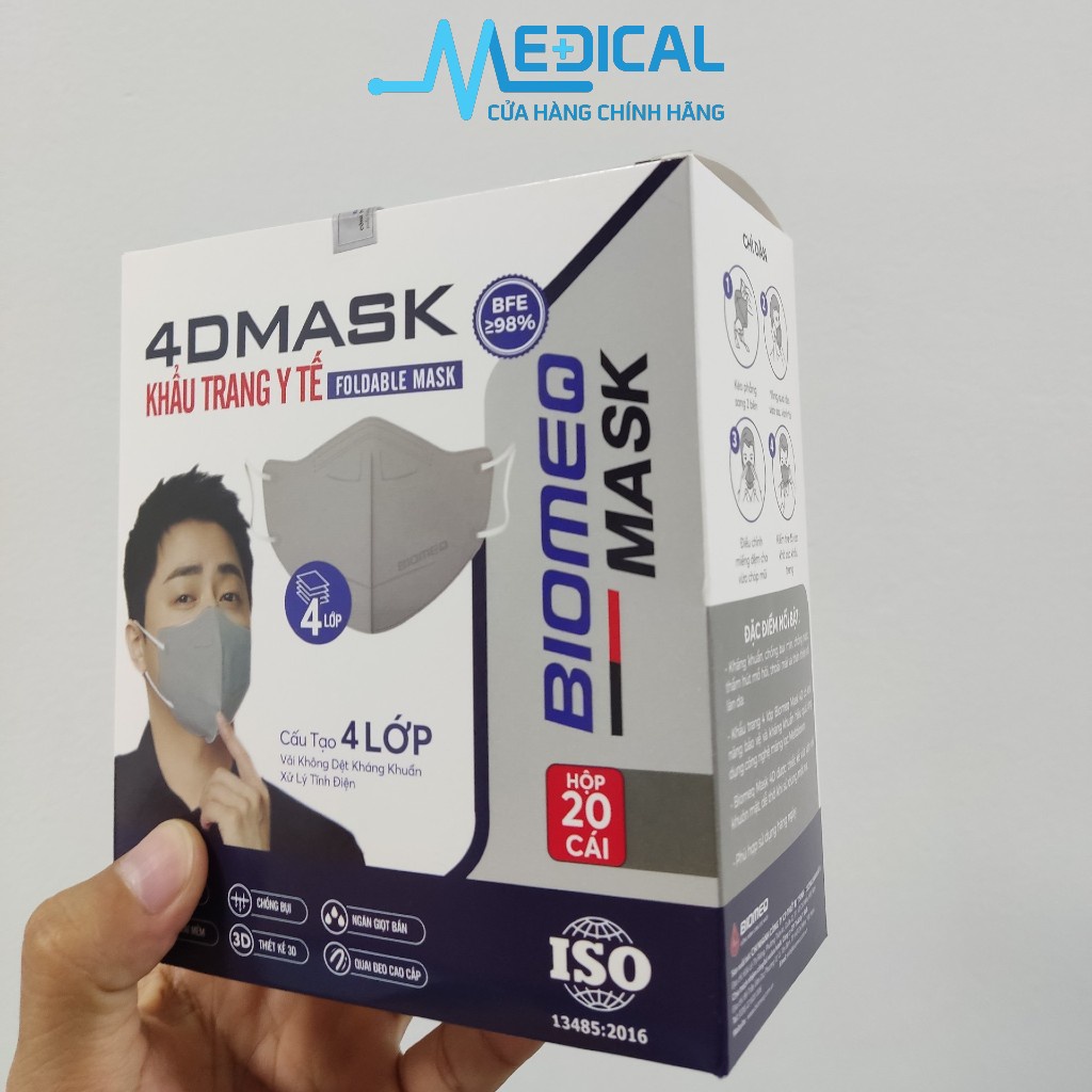 Khẩu trang y tế 4D BIOMEQ MASK &quot; Màu Xám 4 Lớp &quot; chính hãng - MEDICAL