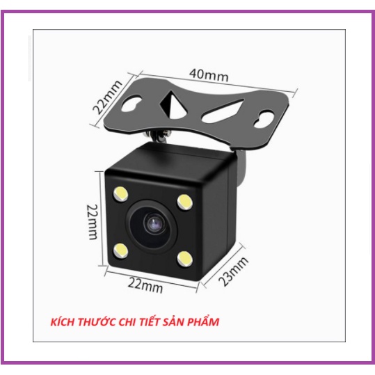 Bộ Camera Lùi Ô Tô 4 Led Trợ Sáng Ban Đêm kèm dây tín hiệu 5.5m | BigBuy360 - bigbuy360.vn