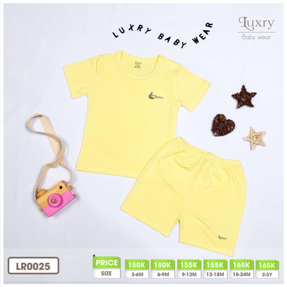 Bộ Quần Áo Cộc Tay Cài Vai Màu Sắc Basic Vải Sợi Tre Luxry cho bé trai bé gái từ 3 tháng đến 5 tuổi