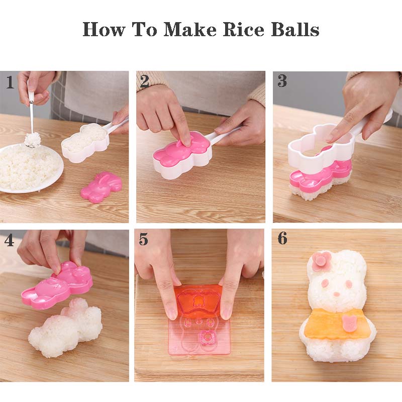 Bộ Khuôn Làm Cơm Nắm Hình Thỏ / Gấu Dễ Thương DIY