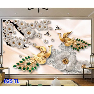 Tranh Dán Tường 3D/ Tranh Phòng Ngủ/ Đôi Uyên Ương Hạnh Phúc, 7TL