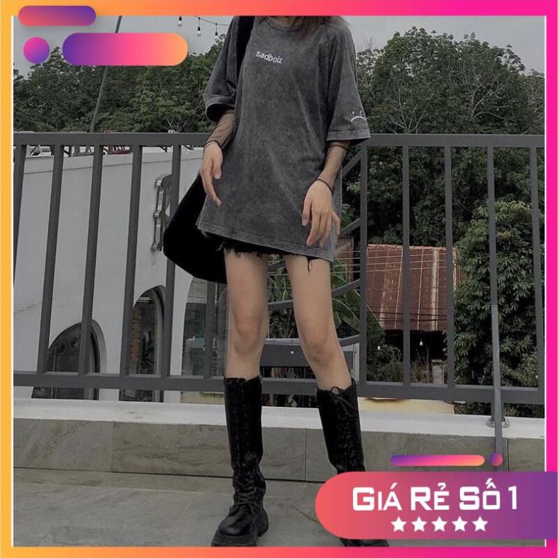 [BIG SALE] Áo Thun Sad Boiz Form Thụng Tay Lỡ Nam Nữ Unisex❤️Áo Phông Loang Chữ Xám Freesize Phong Cách Ullzang Hàn Quốc