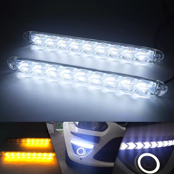 Đèn Led Chạy Ban Ngày Drl Sen 9 Mắt Pha Lê R094 - Trắng