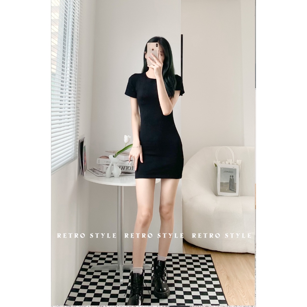 Váy body gân cổ tròn váy ôm basic mẫu mới mã 228/P11K4