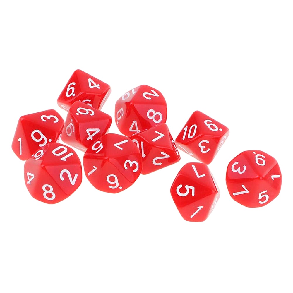 10 Xúc Xắc Đa Diện D10 16mm Màu Đen Để Chơi Game