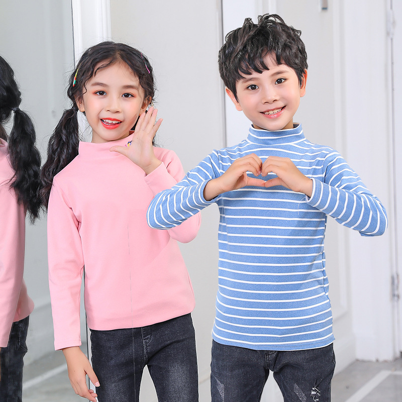 Áo Thun Dài Tay Cổ Lọ Sọc Ngang Thời Trang Cho Bé