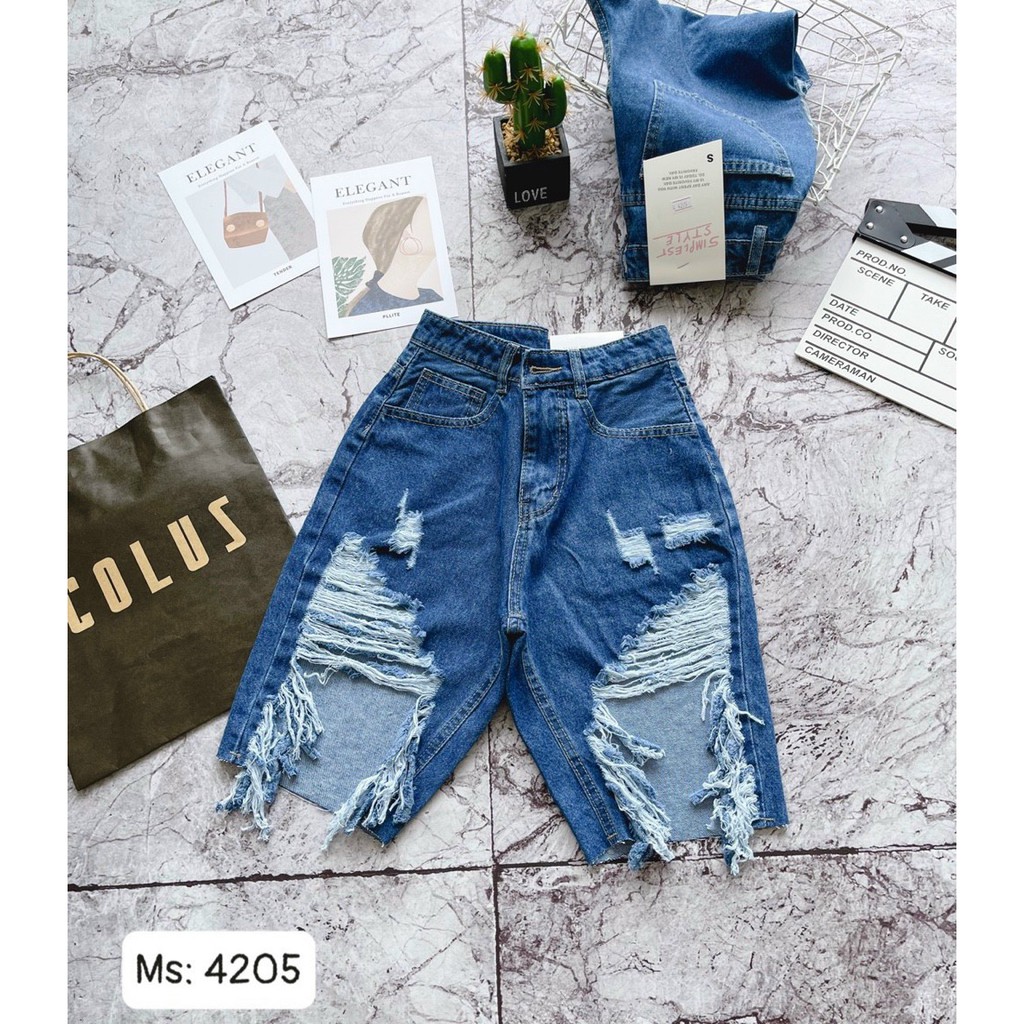 Quần short ngố jean nữ rách.#4204-Hàng VNXK-KingJean