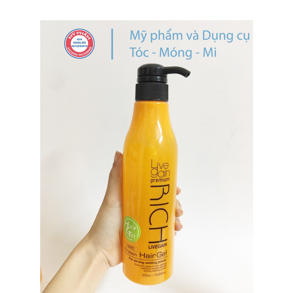 Gel Cứng Livegain Premium Rich Protein Hair Gel (Hard) 500ml