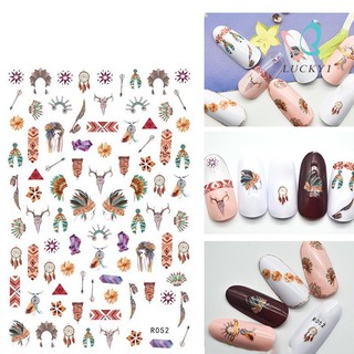 Set 5 tấm sticker dán móng họa tiết phong cách thổ dân 3D nghệ thuật