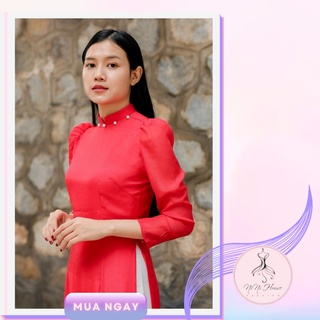 Áo dài cách tân nữ vai bồng tơ óng