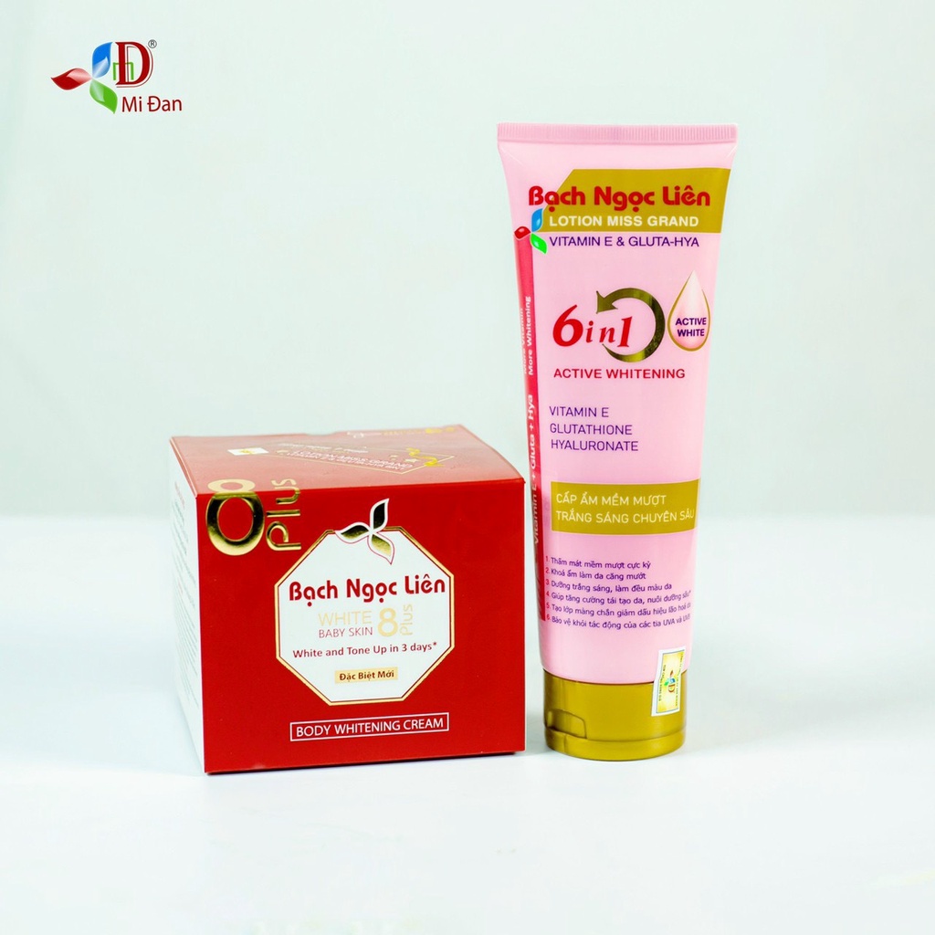 Kem Body Trắng Da Bạch Ngọc Liên - White Baby Skin 8 Plus combo