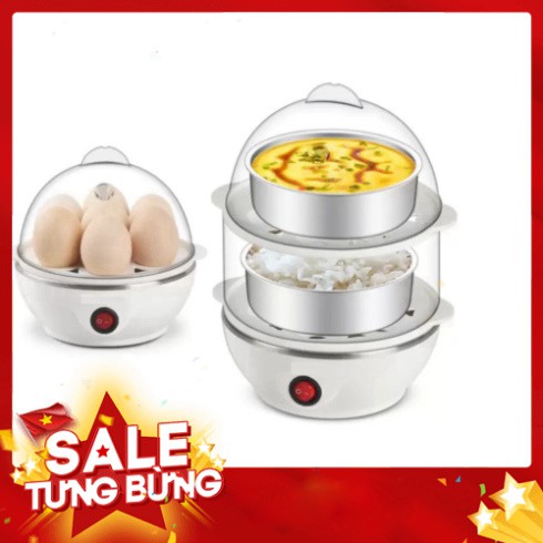 [FREE SHIP] 💥[BẢO HÀNH 12 THÁNG]💥Máy Luộc Trứng Và Hấp Thực Phẩm Egg Poacher 2 Tầng💥SIÊU HOT💥