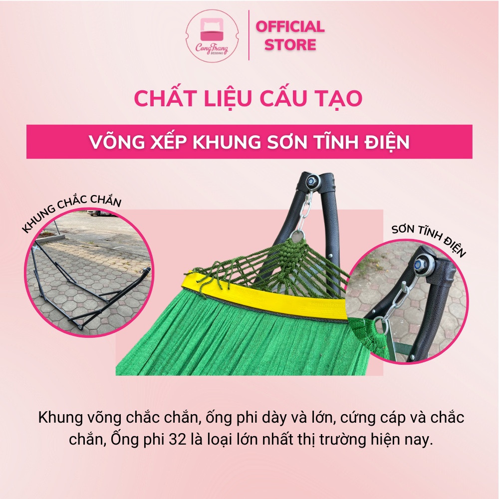 Võng xếp Khung Sơn Tĩnh Điện TRƯỜNG NGA Phi 32 Cao Cấp - Tặng kèm Lưới Võng
