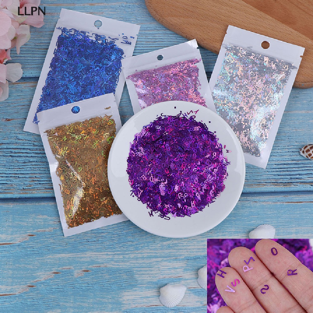 [LLPN] Hộp Kim Tuyến Lấp Lánh Hình Chữ Cái Trang Trí Móng Nghệ Thuật Hỗn Hợp