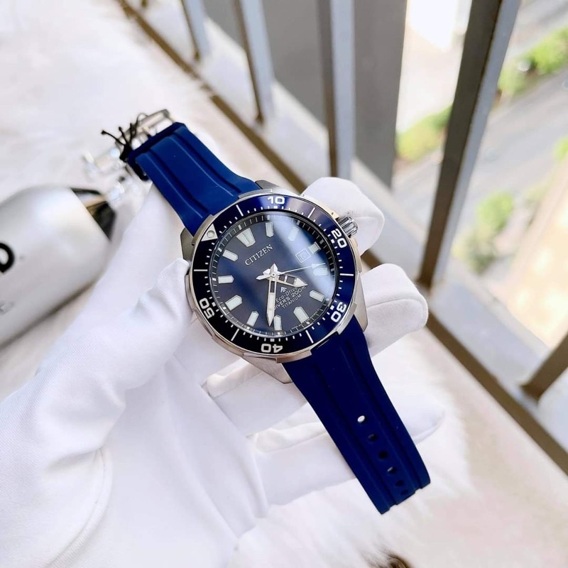 ĐỒNG HỒ NAM CHÍNH HÃNG CITIZEN BN0201-02M Eco-drive Titanium dây vải xanh.