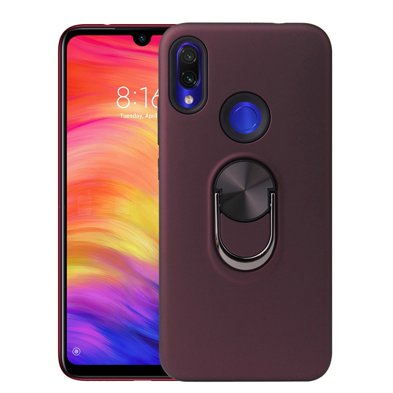 Ốp điện thoại nhựa cứng màu trơn có móc gắn xoay 360 độ dành cho Xiaomi Redmi Note 7 Note 7 Pro Redmi 7