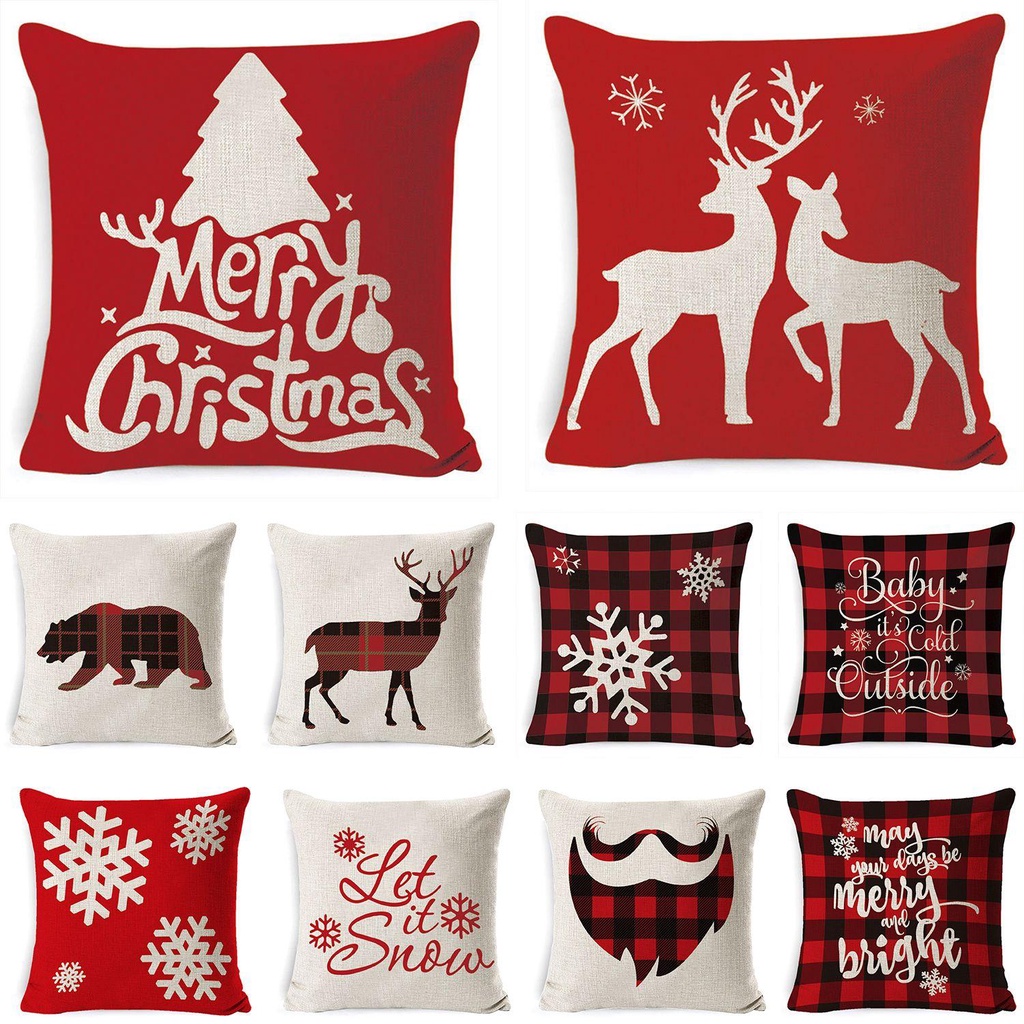 Vỏ Gối Cotton Lanh Chủ Đề Giáng Sinh