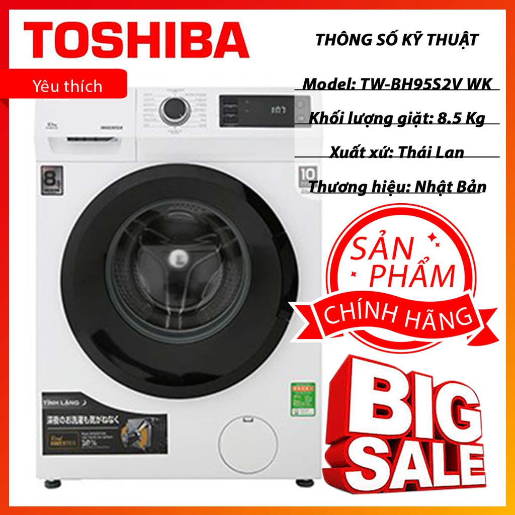 Máy giặt Toshiba Inverter 8.5 Kg TW-BH95S2V WK chính hãng