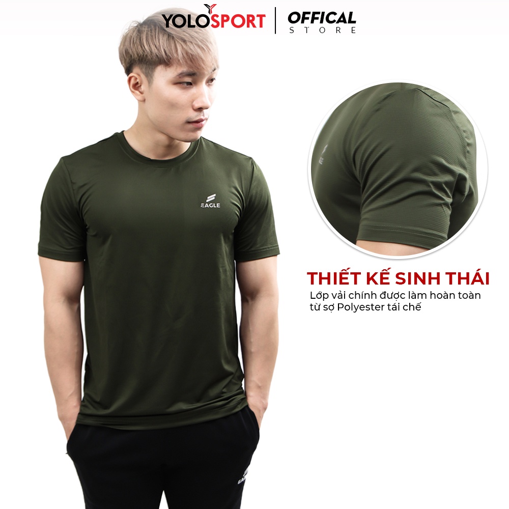 Áo Thun Thể Thao Nam Poly Caro In Eagle Pro Tập Gym Cổ Tròn Ngắn Tay Vải Thoáng Mát Co Giãn Nhiều Màu