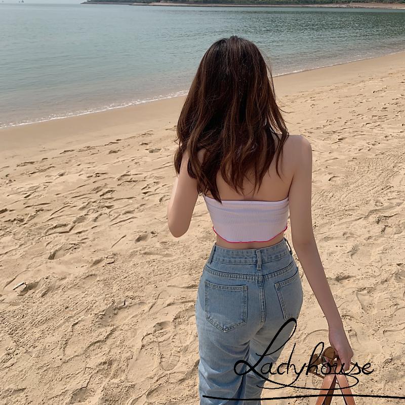 Áo hai dây Không Tay Hở Lưng In Họa Tiết Trái Tim Thời Trang Mùa Hè Cho Nữ