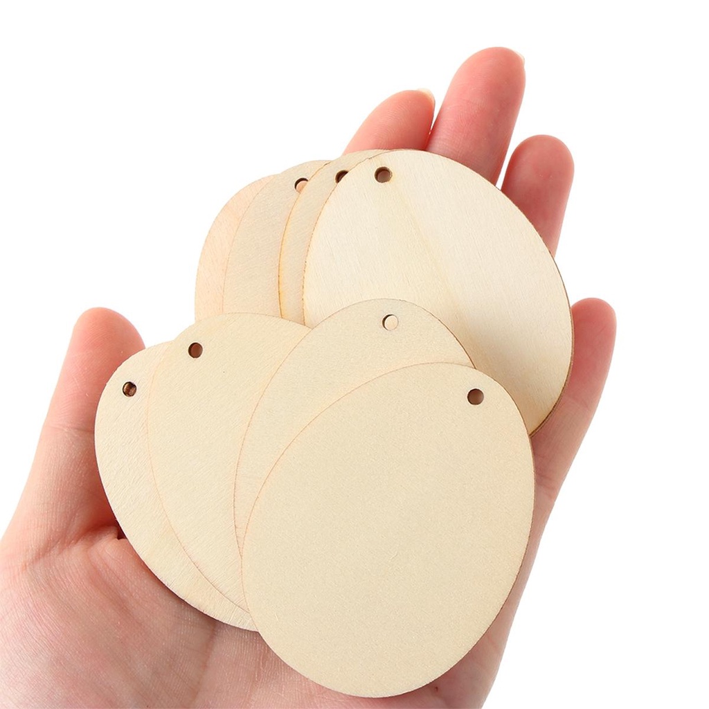 YIYU Phụ Kiện Trang Trí Bằng Gỗ Hình Quả Trứng Phục Sinh DIY