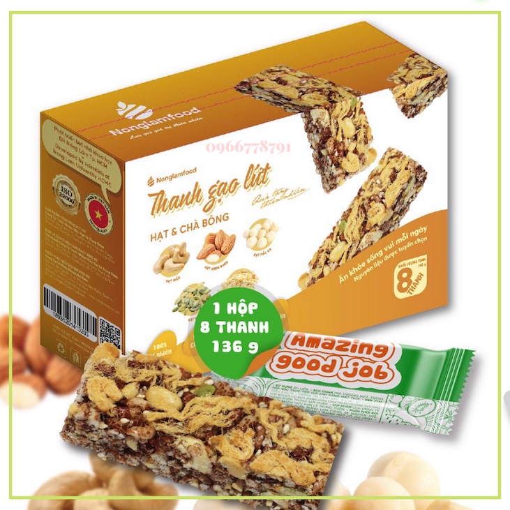 Thanh Gạo Lứt Ngũ Cốc Hạt Và Chà Bông Hộp 136g Tăng Cường Dinh Dưỡng Tốt Cho Người Tiểu Đường