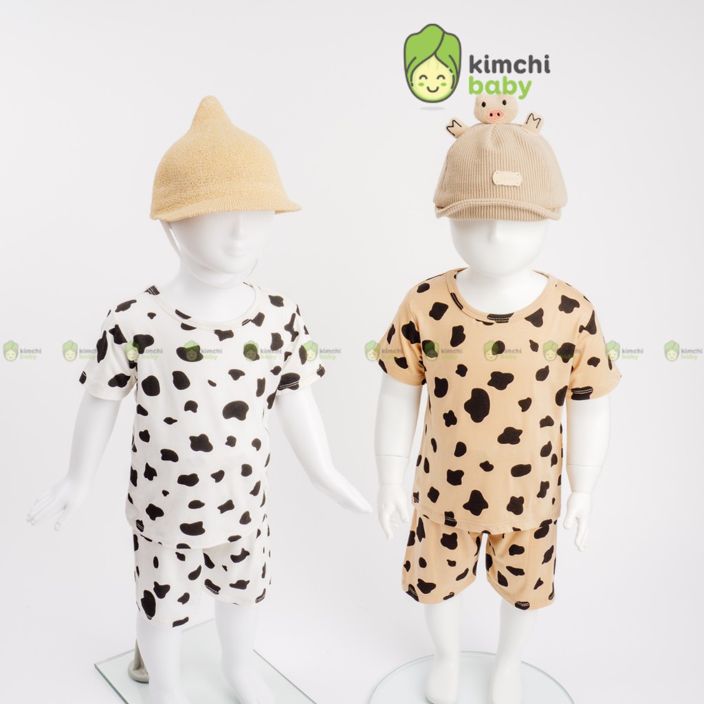 Đồ Bộ Bé Gái, Bé Trai Minky Mom Vải Thun Lạnh Họa Tiết Bò Sữa, Bộ Cộc Tay Cho Bé Mặc Nhà Mùa Hè MKM2144