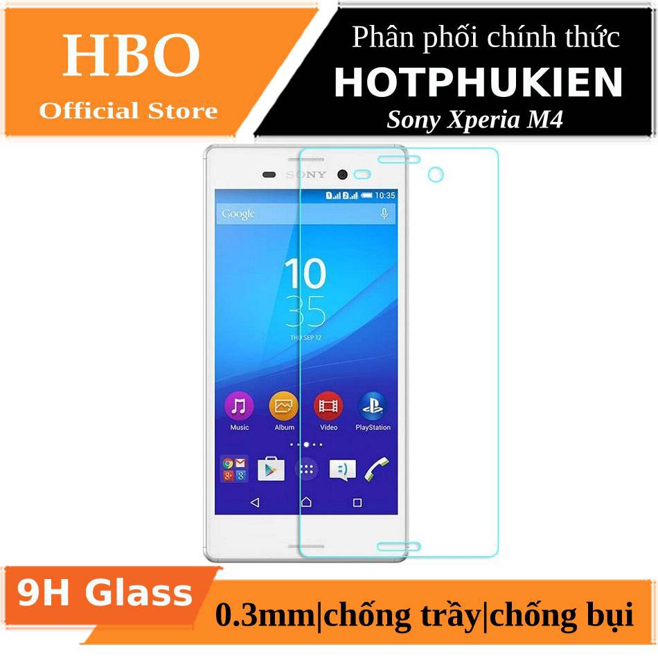 Miếng dán kính cường lực cho Sony Xperia M4 hiệu HBO (Cứng 9H, mỏng 0.3mm, chống vân tay) - Hàng chính hãng