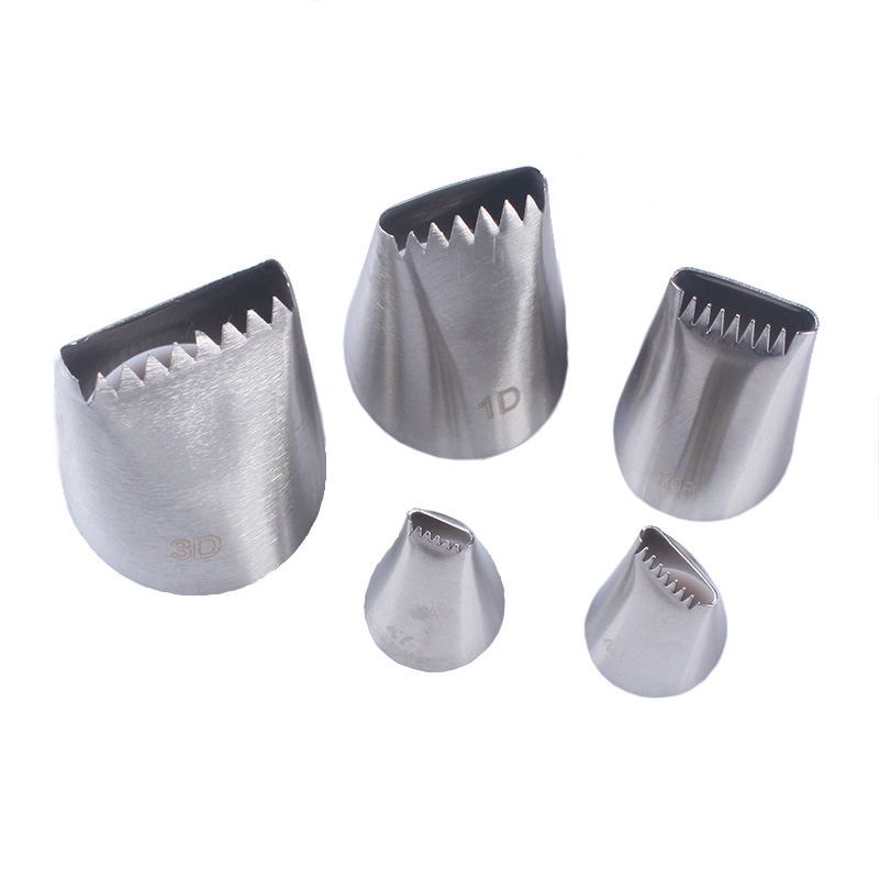Set 5 đuôi bắt bông kem trang trí bánh bằng thép không gỉ 3D # 1D # 895 # 48 # 47